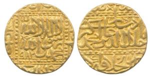 Akbar (AH 963-1014, 1556-1605 AD), Gold Mohur, 10.86g, Dar-ul- Khilafat Agra Mint, AH 982,