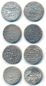 Shah Jahan, Silver Rupee (4), Surat Mint, AH 1044, 1055/19, 1060/24 & 1064, (KM 235.23). V