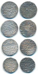 Aurangzeb, Silver Rupee (4), Itawa Mint, AH 1099/31, 1100/32, 1108/40 and 1108/41 (KM 300.