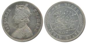 Mangal Singh, Silver Rupee, 11.5g, Calcutta Mint, with the name of Victoria, rev. long Per