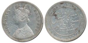 Mangal Singh, Silver Rupee, 11.5g, Calcutta Mint, with the name of Victoria, rev. long Per