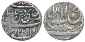 Muhammadabad Banaras Mint, Silver Rupee, in the name of Shah Alam II, AH 1227/26, fish, fl