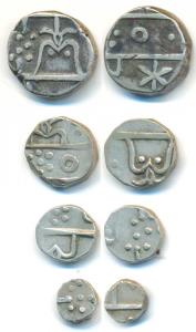 Swaroopshahi Series, Dosti Landhan Issue, Set of 4, Silver Rupee, 1/2, ¼ and 1/8, Udaipur 