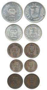 Goa, Colonial Issue, Silver Rupia and ½ Rupia, 1935 and 1936; Nickle 4 & 2 Tangas, Bronze 