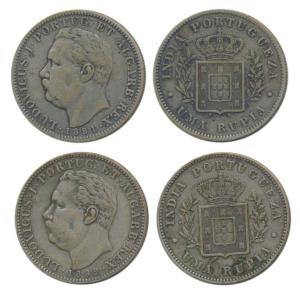 Luis I (Ludwig), Silver Uma Rupia (2), 1881 and 1882. Very Fine. (2)