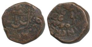 Copperoon, 9.74g, coat of arms of the East India Company within a dotted circle on obv., L