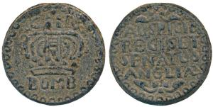 Bombay Tin 2 Pice, 29.48g, GR above a large crown divided by an orb and cross with BOMB wr
