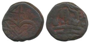 Copper 2 or Double Pice, 9.94g, EIC bale mark on obv., crown on rev., issue of 1773 AD (Pr