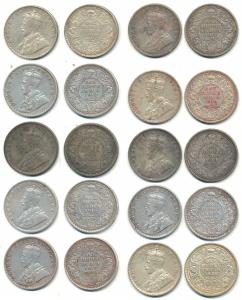 George V, Silver Rupee (10), 1912 (2), 1913, 1916, 1917 (2), 1918, 1919 (2), 1920, Calcutt