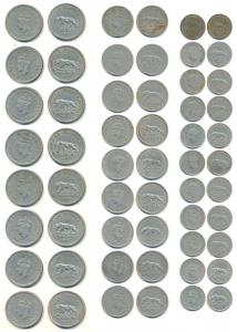 George VI, Cupro-Nickel Rupee (8), 1947, ½ Rupee (9), 1947 (6), 1946 (3); ¼ Rupee (11), 19