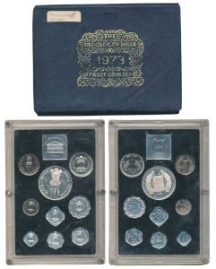 1973 Proof Set, Grow More Food, set of 9, 1 Paisa to Rupees 10. In near immaculate conditi
