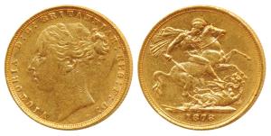Great Britain, Victoria, Gold Sovereign, 8g, 1878, young head, St. George slaying a dragon