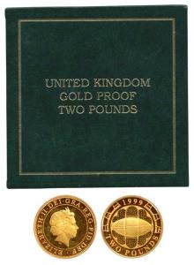 Great Britain, Elizabeth II, Gold 2 Pounds, 16g, Rugby World Cup 1999, two tone gold finis