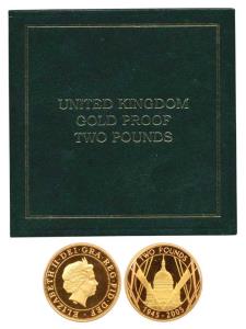 Great Britain, Elizabeth II, Gold 2 Pounds, 16g, The End of World War II, 1945-2005, Diamo