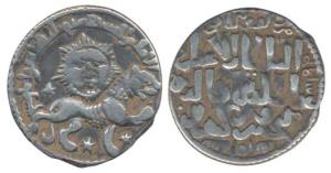 Seljuks of Rum, 2.76g, Kaikhusru, lion walking to right, sun above. Very Fine, Rare.