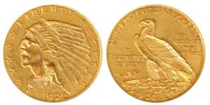 United States of America, Gold 21/2 Dollar, 4.11g, Indian Head on obv., Denver Mint, 1925 