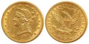United States of America, Gold $ 10 (Dollars), 16.78g, Liberty head on obv., Motto above e