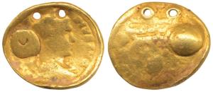 An Indian imitation of a Roman Aureus, 7.92g, probably copied from Marcus Aurelius, bust o