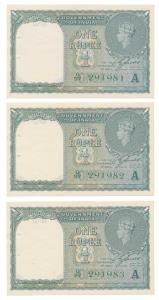 George VI, Rupee 1, 1947, signed C. E. Jones, serial number in green, in order of serial n