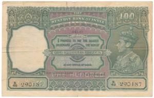 George VI, Rupees 100, 1st issue 1938, Delhi, signed C. D. Deshmukh, (J&R 7.2G). Very Fine