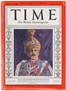 Time Magazine, February 22 1937, Nizam of Hyderabad Mir Osman Ali Khan featured on the cov