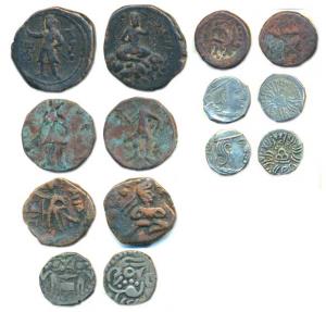 Assorted Lot, Kushans, Huvishka (c. 152-192 AD), Copper Tetradrachm, 15.28g; Drachm, 8.37g