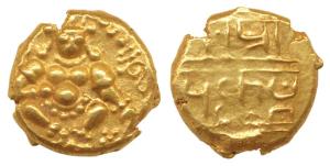 Nayakas of Chitradurga, Gold Durgi Pagoda, 3.28g, Krishna as Bal Gopal on obv., Nagari leg