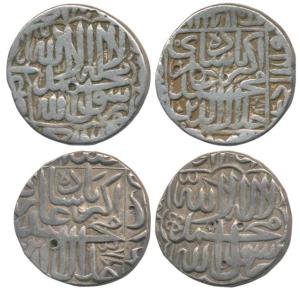 Akbar, Silver Rupee, 11.34g, Agra Mint (mint name off flan), AH 976 and 985 (KM 80.1). Ver