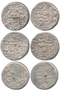 Shah Jahan, Silver Rupee, Surat Mint, AH 1044/7, 1006/23 and 1051/14 (KM 235.23). Fine to 