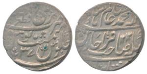 Qita Bareli Mint, Silver Rupee, 11.08g, in the name of Shah Alam II, AH 1212/37, Trishul o