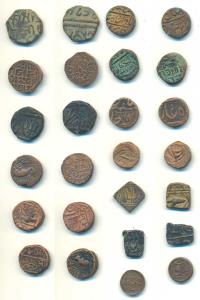 Copper Paisa (13), assorted lot of 13 different states - Chhota Udaipur, Dhar, Bindraban, 