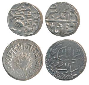 Indore, Shivaji Rao Holkar, Silver Rupee, Indore Mint, legend reads as Sikka Mubarak Shah 