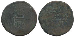 Goa, Miguel, Copper Tanga, 36.32g, crowned arms on obv., value AP/T in center on rev., iss