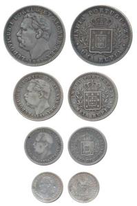 Luis I (Ludwig), Silver (4), Set of 4 Rupia, 1/2, ¼ and 1/8, 1881. Fine+ to Very Fine+, Sc