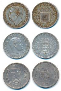 Luis I (Ludwig) and Carlos I, Silver Rupee (2), 1882 and 1904; Goa, Colonial Issue, Silver