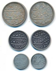 Surat Mint, set of 3, Silver Rupee, ½ and 1/4, in the name of Shah Alam II, AH 1215/46, Pl