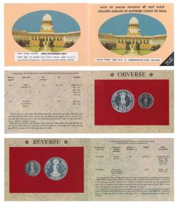 2000 Uncirculated Set, Golden Jubilee of Supreme Court of India, set of 2, Rupees 2 and 50