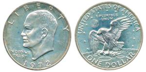 United States of America, Half Silver $ (Dollar), 24.6g, 1972 Eisenhower (KM 203a). Proof,