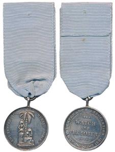 Army Temperance Association, Silver Medal, 20g, 1897, Watch & Be Sobe. In Mint State, with
