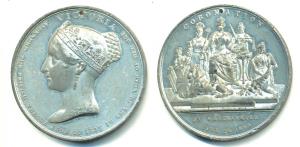 Victoria Coronation Medal, White Metal, young bust of Victoria on obv. with Ascended the B