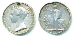 1857-58 Mutiny Medal, Silver, awarded but part of the name obliterated (Medal Yr Bk 121). 