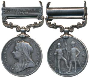 India Medal, Silver, Victoria, Punjab Frontier 1897-98 bar, awarded to 3534 Sepoy Lachman 