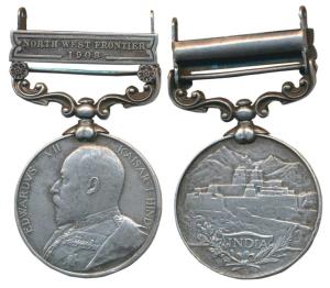 India General Service Medal, Edward VII, Silver, North West Frontier 1908 bar, awarded to 