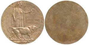 Memorial Plaque, Bronze, First World War Memorial Plaque of Shaikh Dawal, Britannia bestow