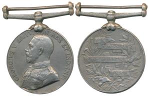 For Long Service in Volunteer Force Medal, George V, Silver, awarded to C W Kitch 1. RY. A