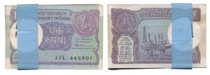 Rupee 1 bundle, 1986, signed S. Venkitaramanan, inset A, (IPM# A-49). Uncirculated. (100)