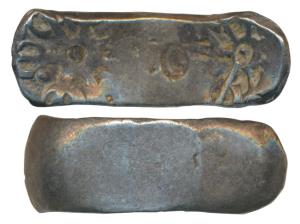 Archaic Punch Marked Coinage, attributed to Gandhara Janapada, Silver 5 Shana, 11.23g, Ben