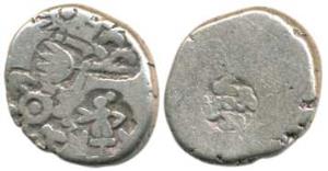Archaic Punch Marked Coinage, Magadha Imperial, Silver Karshapana, a human figure standing