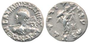 Indo-Greeks, Menander I, Silver Drachm, obv. diademed bust to left seen from behind, weari