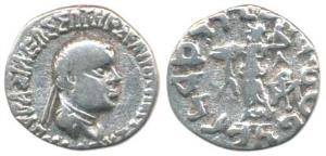 Indo-Greeks, Apollodotus II (c. 110-80 BC), Silver Drachm, obv. diademed and draped bust o